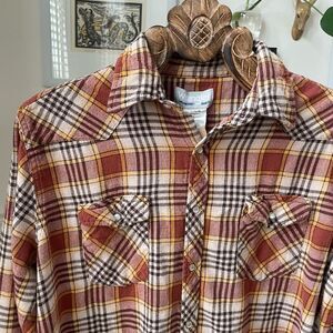 Wrangler Western Style Snap Front Plaid Flannel XL